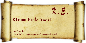 Klemm Emánuel névjegykártya